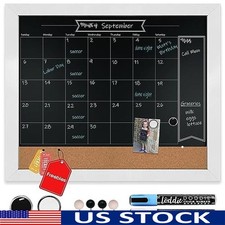 Magnetic Chalkboard Calendar W/ Cork Bulletin Board  Markers Home Office New