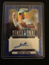 Adrian Santana 2025 Prizm Sensational Signatures Blue #11/49 - Tampa Bay Rays