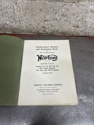 Vintage Motorcycle Manual Instruction Book Norton Model 50 Es2 88