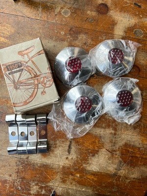 NOS vintage Jeweled Bicycle Hub Caps Set 4 Balloon Tire Schwinn Phantom B6