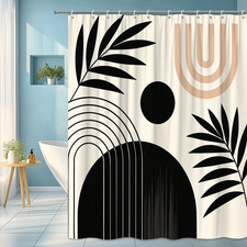 Boho Black and White Shower Curtain with Modern Abstract Design