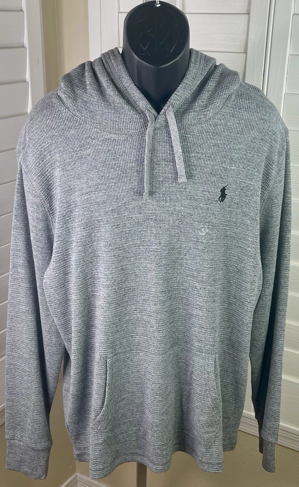 Polo Ralph Lauren Waffle Knit Thermal Heather Gray Hoodie - Men’s Size XL - NWOT
