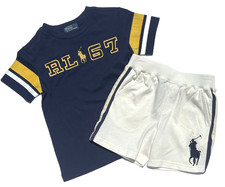 New With Tags Polo Ralph Lauren Boys Logo Shirt and Big Pony Shorts Set sz 2T