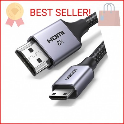 UGREEN 8K Mini HDMI to HDMI Cable 6.6FT Aluminum Braided 8K@60Hz 4K@240Hz Bidire