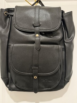 backpack women Travel Pebbled  Faux Leather New Black Gold Hardware
