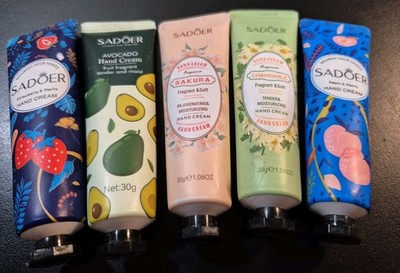 Sadoer Hand Cream Lot 5 Fragrance Moisturizing Hand Cream Peach Avocado Chamomil