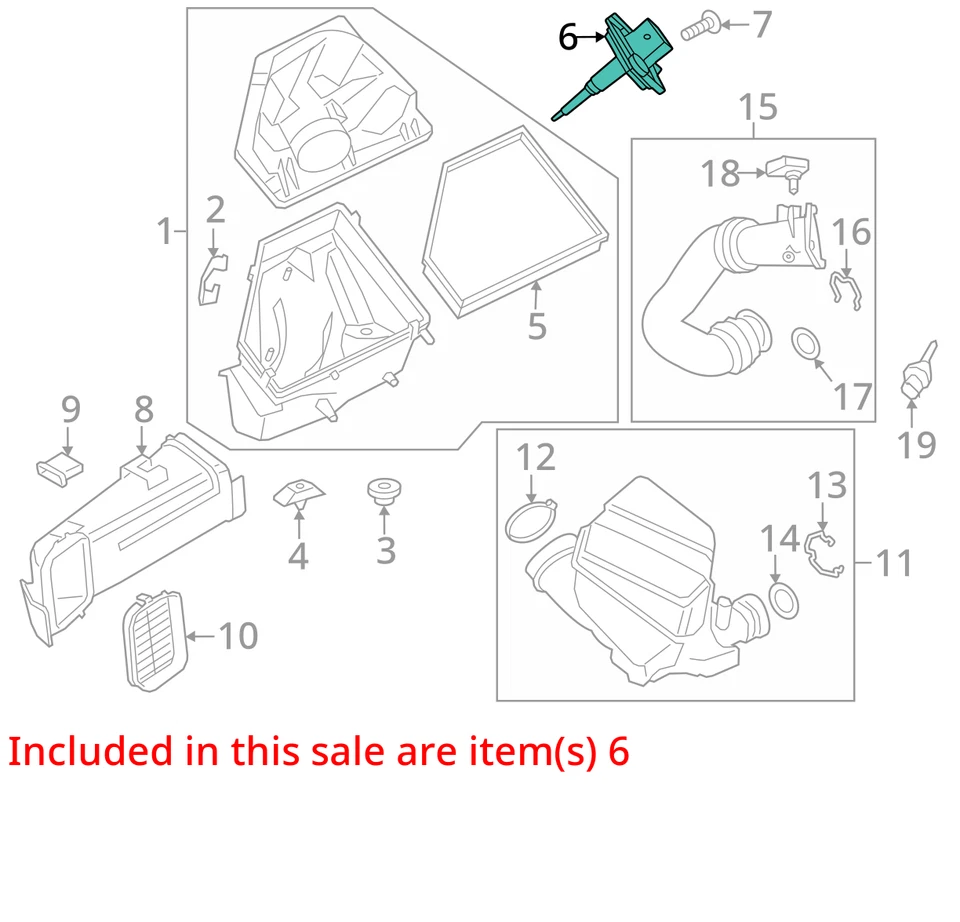 2020 BMW 740i Mass Air Flow Meter Sensor MAF OEM 43K Miles - LKQ395816038 - Image 4 of 4