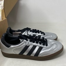 Adidas Samba OG Women  s 8.5 Silver Metallic Cracked Leather JR0035