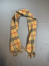 Cashmere Plaid Scarf Tan Nova Check Fringe Soft Winter Wrap Unisex