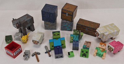 Mojang Minecraft Figuren Set Konvolut Figur Schwein Schaf Steve