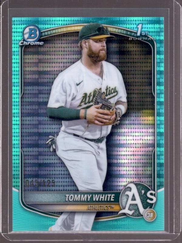 TOMMY WHITE 2025 Bowman Chrome 1st #BCP-251 Aqua Pulsar Refractor RC #045/125