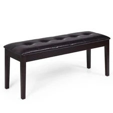 Upholstered Dining Bench w/Padded Seat for Kitchen Bedroom Entryway Brown
