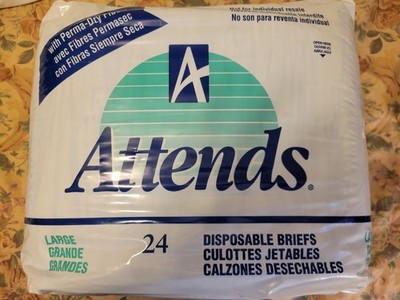 Vintage Diapers 1995 Attends Adult Diapers Size Large P&G Full pack! 24 Count 