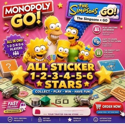 Monopoly Stickers Go - The Simpsons GO!_ 1-2-3-4-5-6  All stickers 24/7