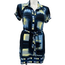 BCBGMAXAZRIA Shirt Dress Abstract Print Short Sleeve Casual Career Size Large