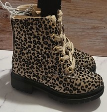 Jumping Beans Size 7 Kids Pasleigh Cheetah Zip Up Glitter Boots