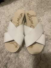 Sam Edelman White Crisscross Platform Slide Sandals