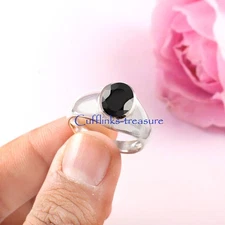 Natural Black Onyx  Gemstones with 925 Sterling Silver Ring For Men's #4912