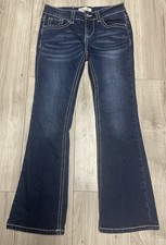 Shyanne Girls Bootcut Jeans Size 12 Embroidered Pockets, Medium Blue Wash