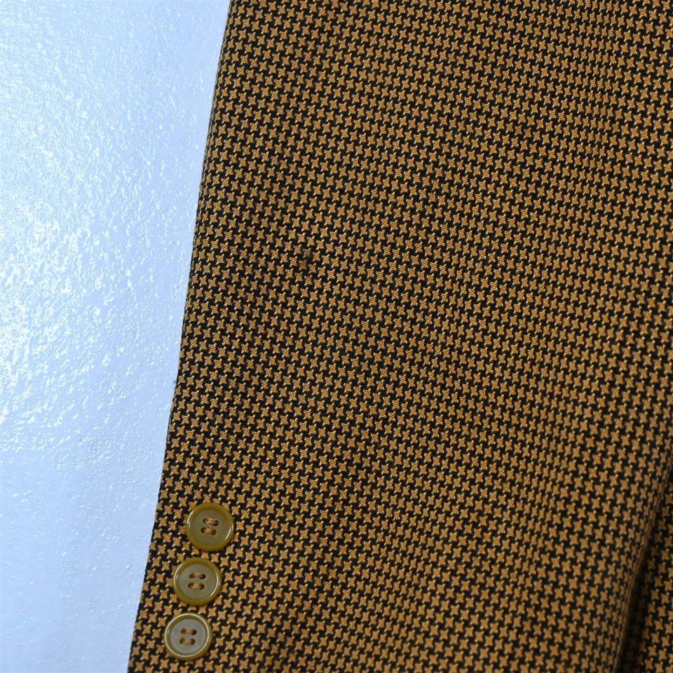 复古 Soho 40S 34x30 橙色千鸟格双排扣男式夹克外套 — 第 3/4 张图片