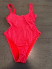 pink textured AERIE one piece swimsuit size small