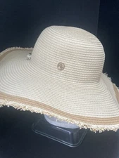 Adrienne Vittadini Wide-Brimmed Sun Hat Shade Protection 100% Woven Paper NEW