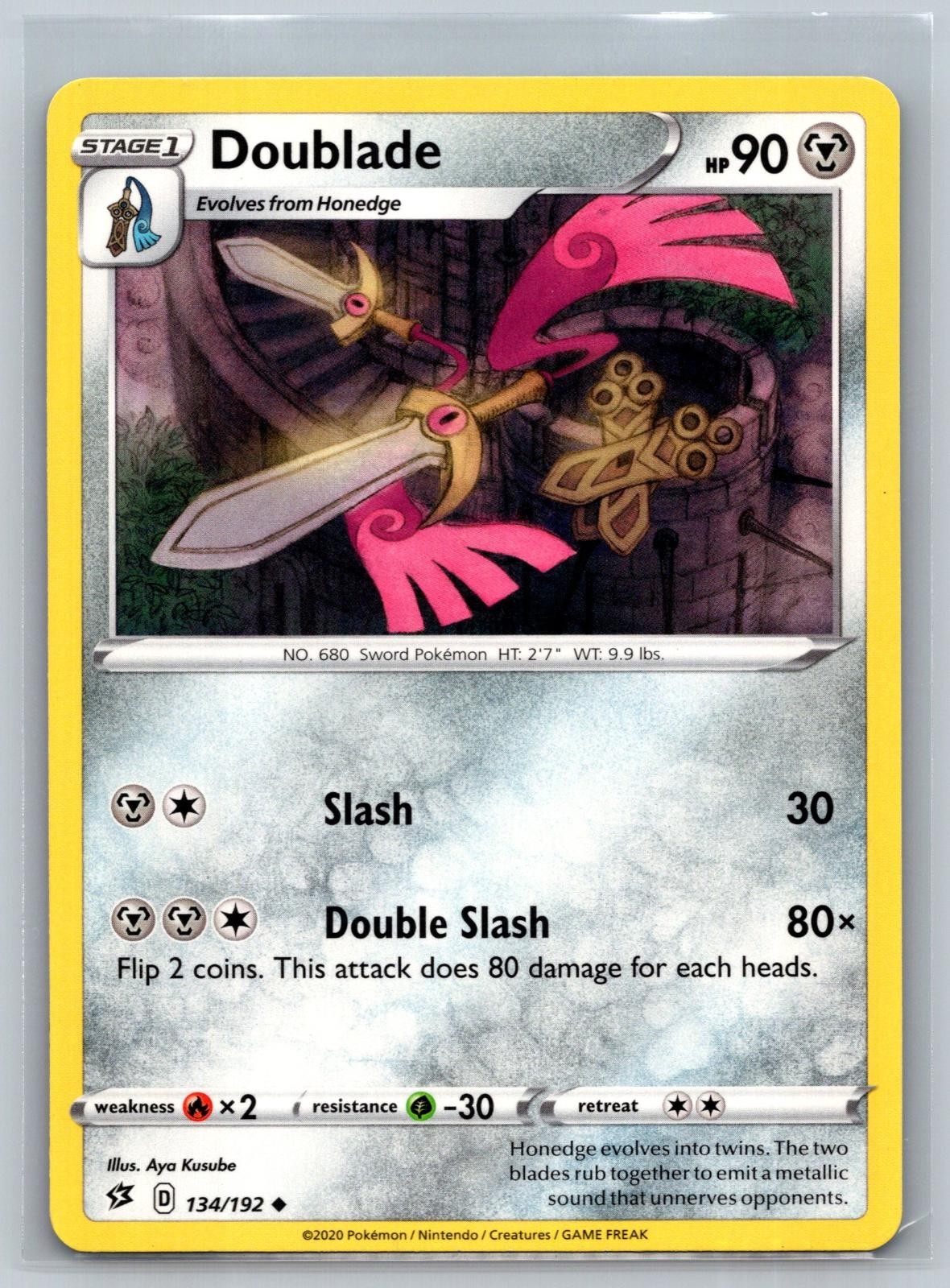 Doublade 134/192 Uncommon Rebel Clash Pokemon Card Lightly Played
