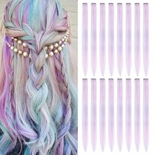 16pcs Colored Clip in Hair Extensions Long Straight Colorful Hair Pieces