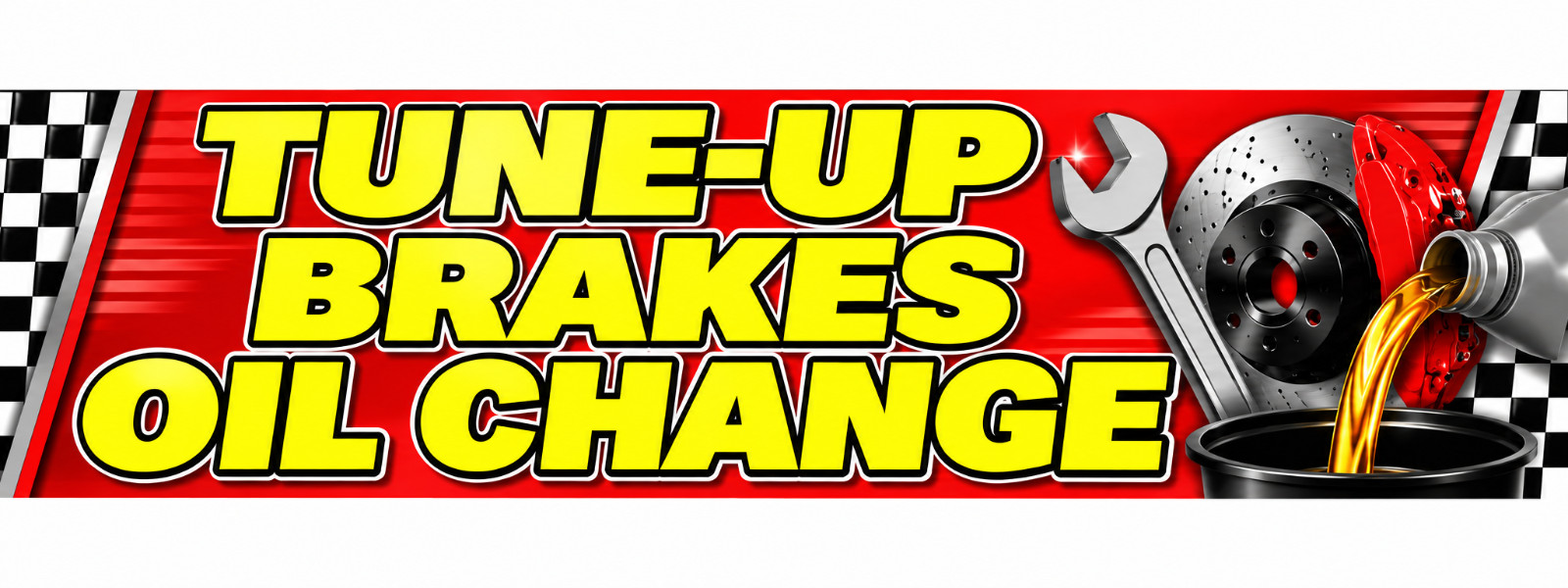 3ft x 8ft Tune-Up Brakes Oil Change Vinyl Banner- New-Free Shipping