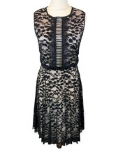 Phase Eight Women's Elegant Black/Nude Pleated Midi Sleeveless Dress UK 10 Party