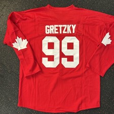wayne gretzky jersey Mens Xl Team Canada #99 Red White Captain Patch Canada Cup