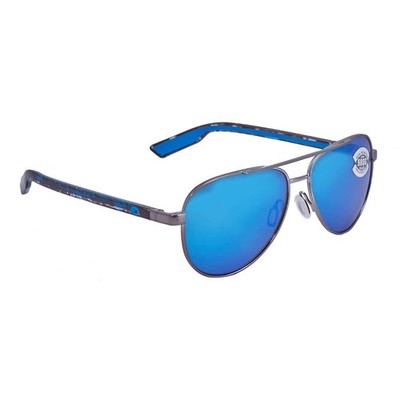 Costa Del Mar PELI Blue Mirror Polarized Glass Pilot Unisex Sunglasses 6S4002
