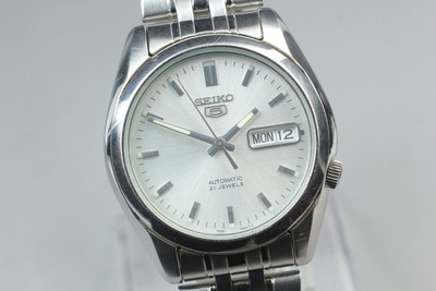 [EXC+5] SEIKO 5 7S26-01V0 Silver Dial 21 Jewels Day Date Men's AT from JAPAN