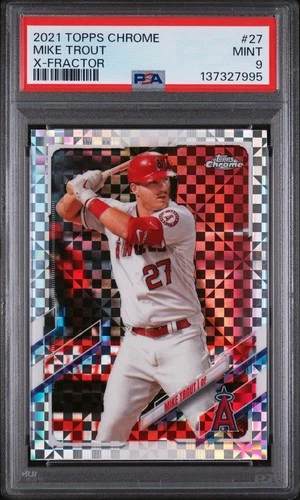 Mike Trout 2021 Topps Chrome #27 X-Fractor PSA 9