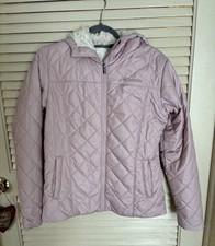 Columbia Jacket Women  s M Light Purple Quilted Hooded Full Zip Pockets