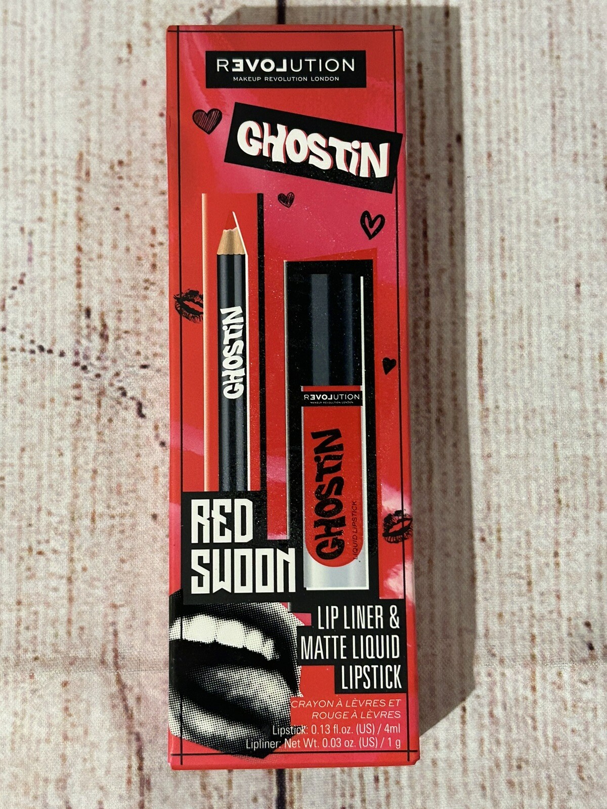 Revolution Ghostin Red Swoon Lip Liner Matte Liquid Lipstick 