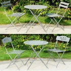 Metal Garden Outdoor Balcony Patio Folding Chairs Table 3pc Bistro Furniture Set