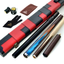 CUESOUL 57" 3/4 Jointed Snooker Cue 18oz with 2 Extensions Packed in Cue Case