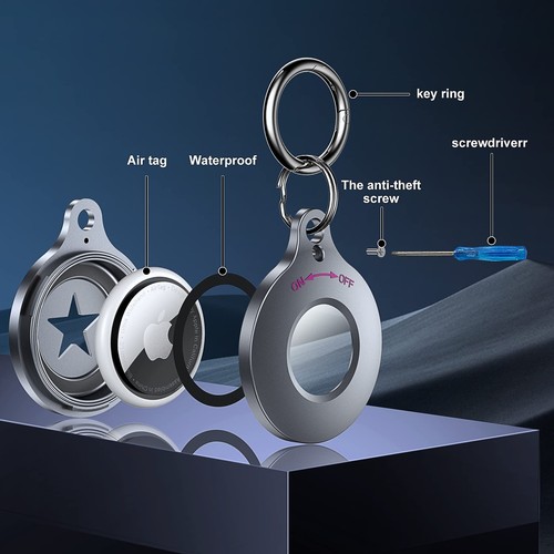 Hualele IPX8 Waterproof AirTag Keychain for Apple Airtags, Aluminum Metal Cas... - Zdjęcie 5 z 7