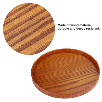 Round Wood Serving Tray Wooden Plate Tea Food Server Coffee Dish Platter Home Round Wood Serving Tray Wooden Plate Tea Food Server Coffee Dish Platter Home