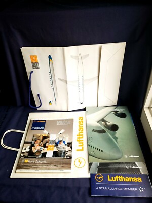 Lufthansa 50 Jahre 50th Anniversary Postcard Inflight Magazine Shopping Bag NEW
