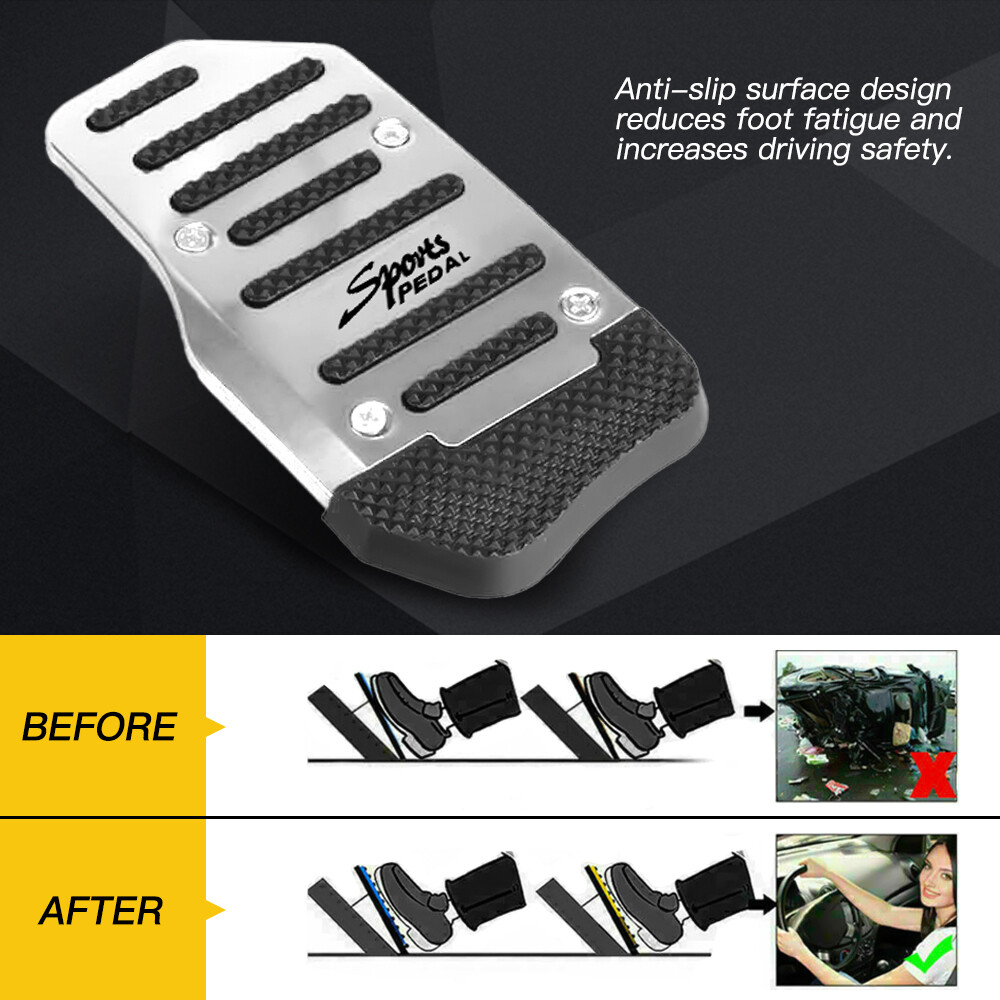 Silver Non Slip Manual Gas Brake Foot Pedal Pad Cover Car Auto