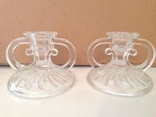 Set of Double Handled Glass Candlesticks, Free shipping