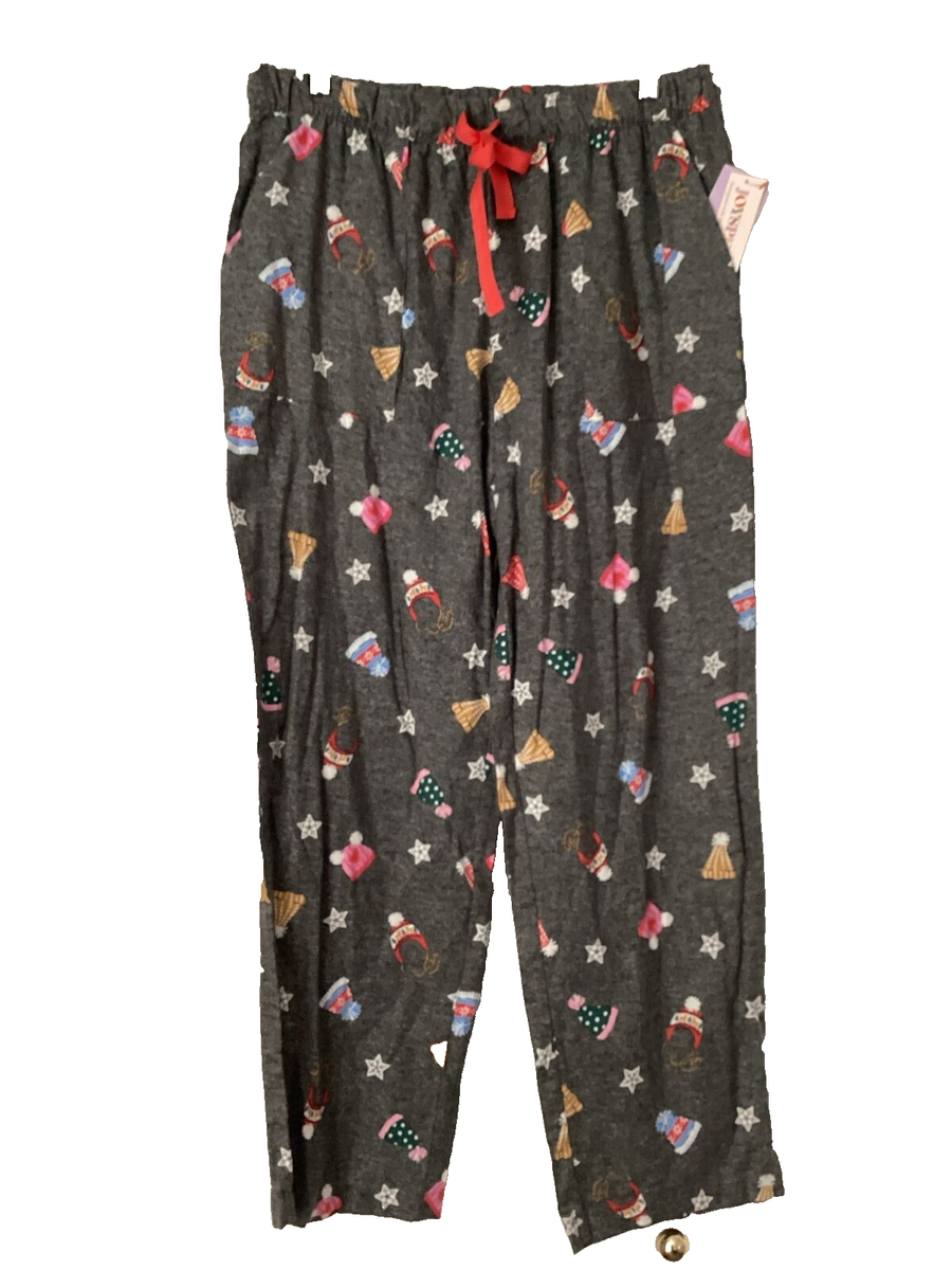 JOYSPUN LADIES PULLON WOVEN GRAY PRINT FLANNEL Soft PJ/Lounge