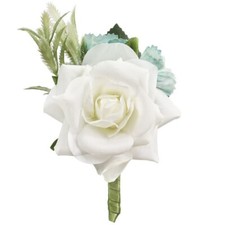 Boutonniere Bridegroom Groom Men's Wedding, Prom, Homecoming White 1 Piece