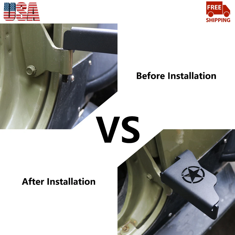 For Jeep Wrangler JK JKU 2007-18 1Pair Car Black Door Foot Peg Hinge Rest Pedals - Imagem 2 de 4