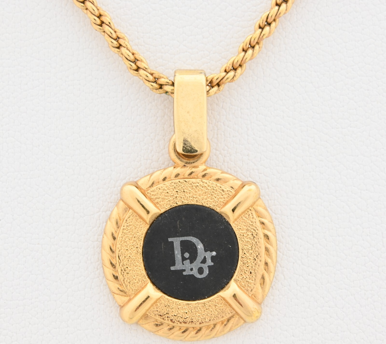 Dior Gold and Black Logo Necklace 15.6 to 17.4 Inches di3307ck