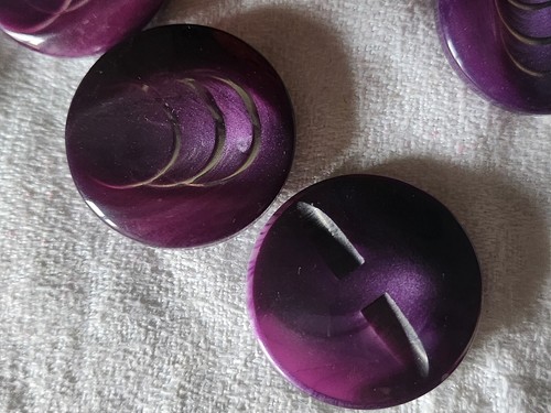 Lot 6 gros boutons vintage violet liseré argenté inclusion pied 2,9 cm ref 5282 - Imagen 4 de 4