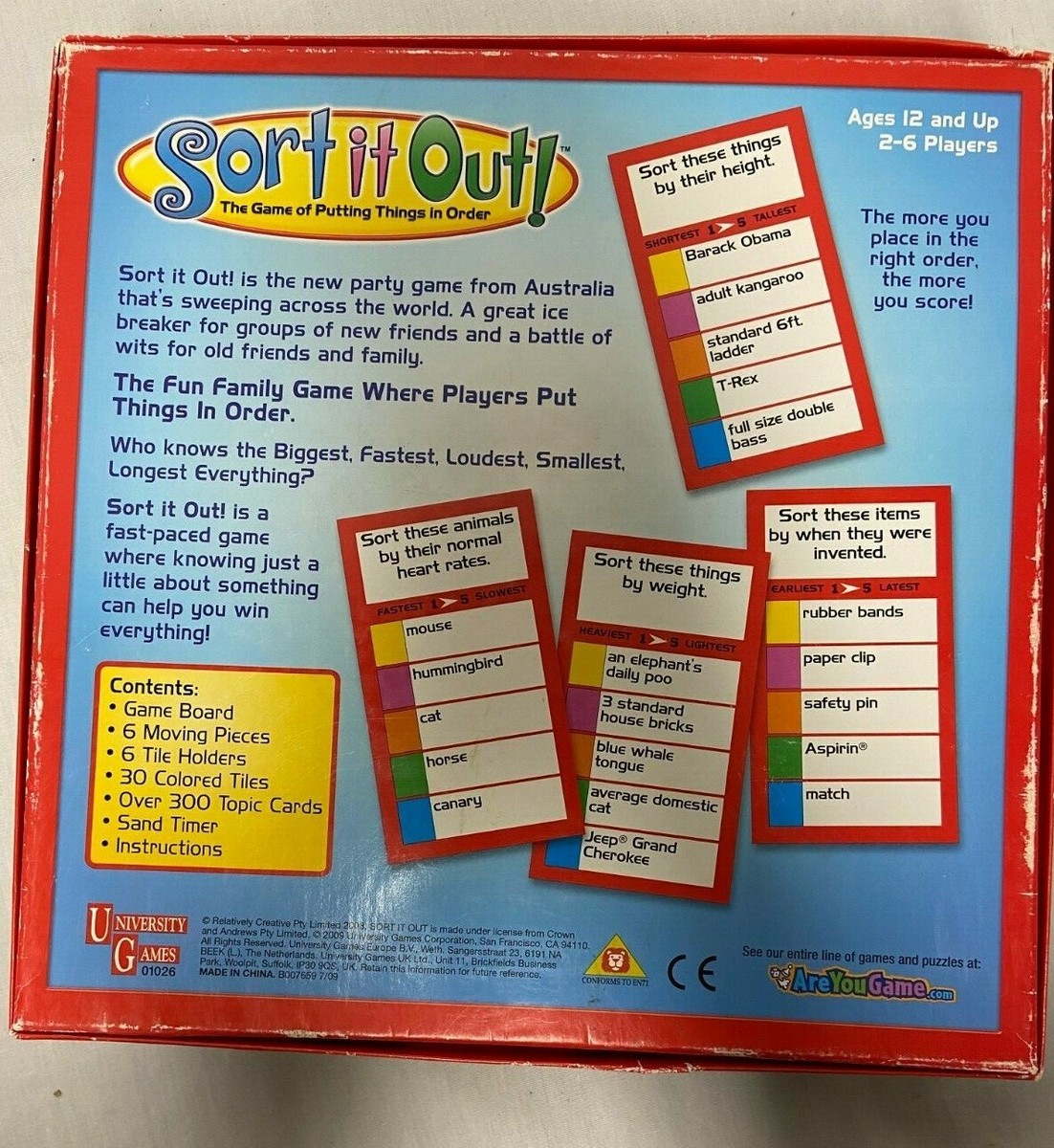 Sort It Out Board Game. Award Winning Game of Putting things in order