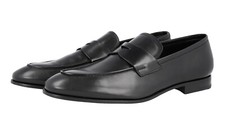 LUXURY PRADA PENNY LOAFER SHOES 2DB139 BLACK LEATHER SOLE US 11.5 EU 44,5 45